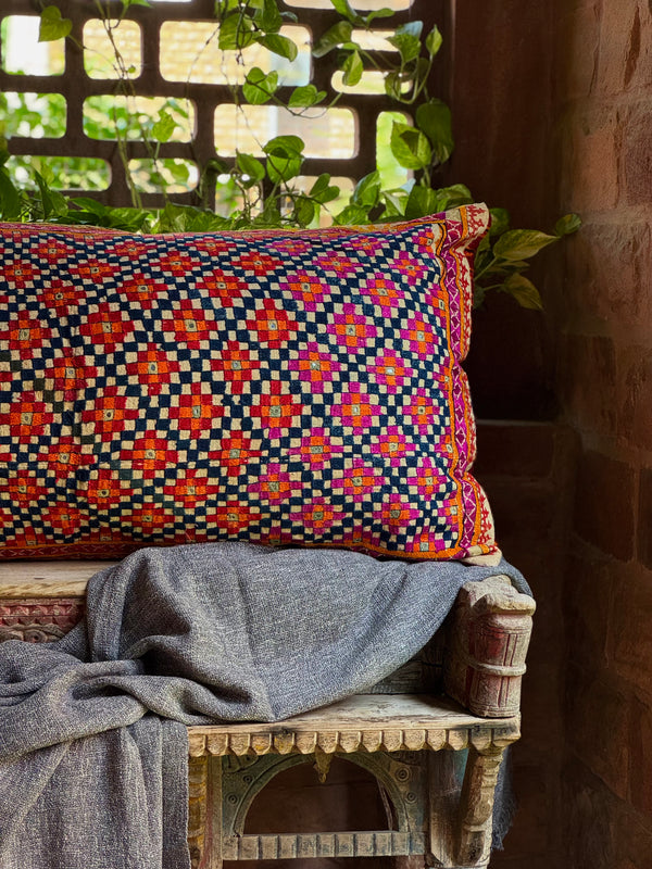 Kutch Embroidered Lumbar Cusion Cover