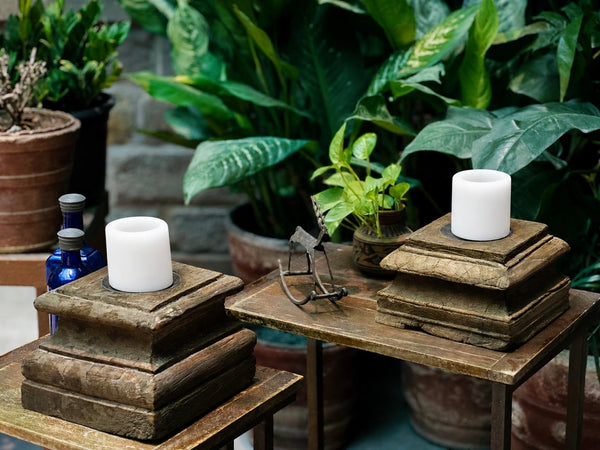 Rustic Wooden Candle Stand